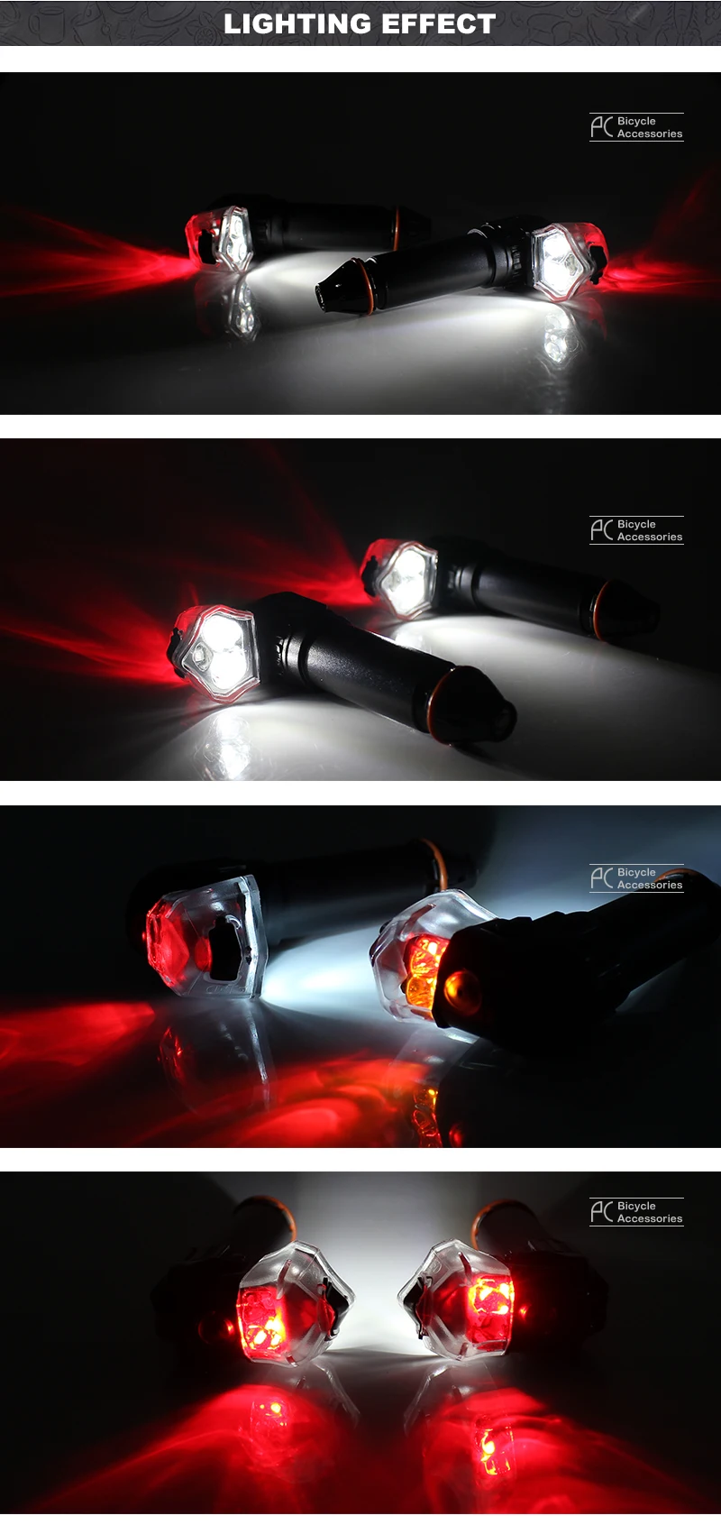 Excellent LEADBIKE Bicycle Handlebar Led Lights Bike Handlebar End Plug LED Light Grips Safe Flashlight Cycling Waterproof Warning Lamp 5