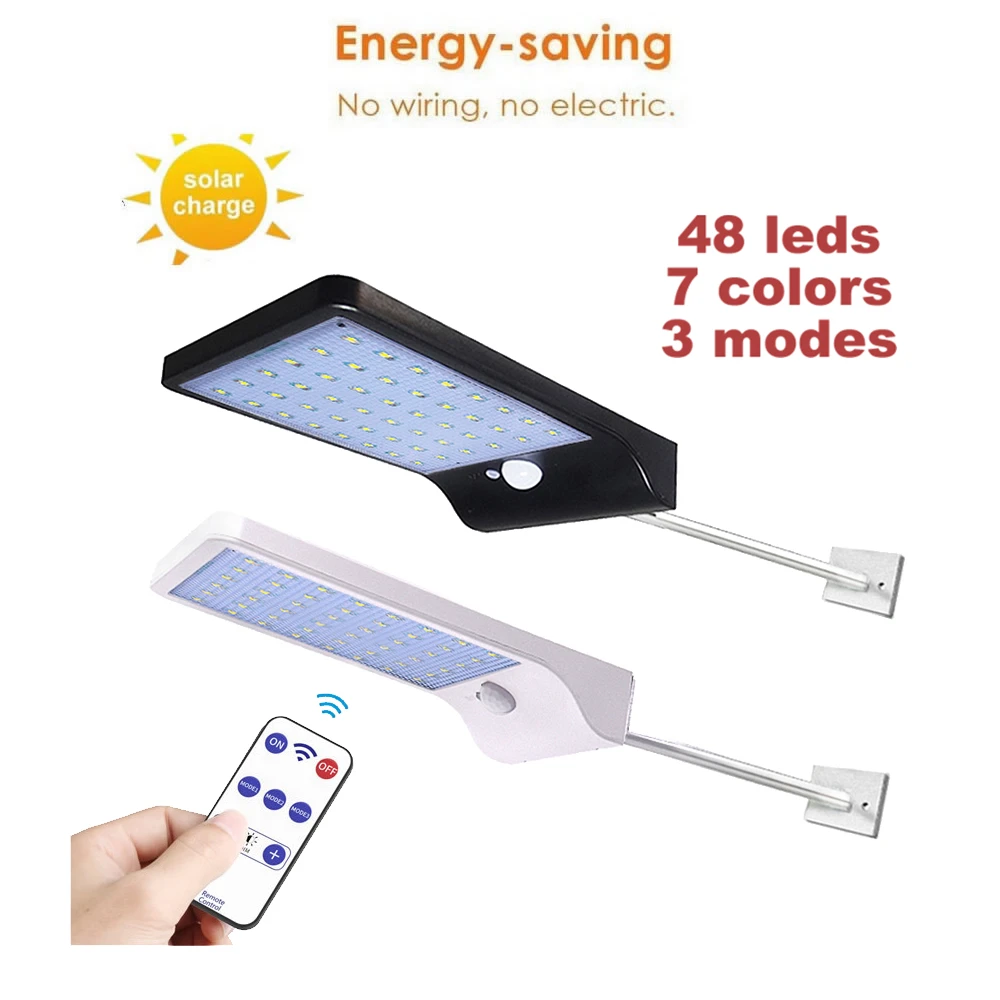 

48/36 LED Solar Street Garden Security light Solar Motion Sensor Energy Saving Waterproof Outdoor 3 working mode w metal pole