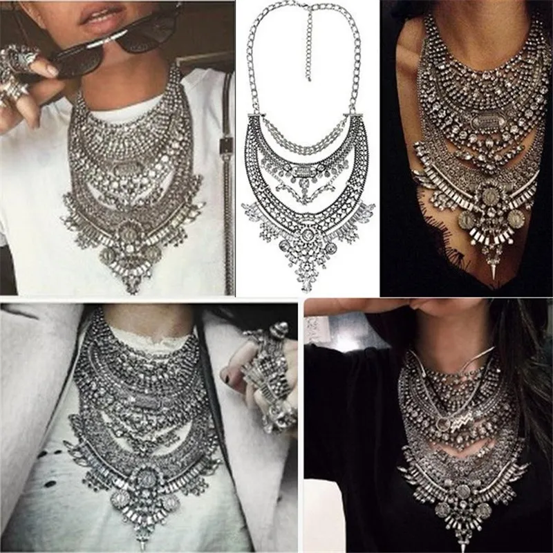 Fashion Vintage Silver Color Big Choker 