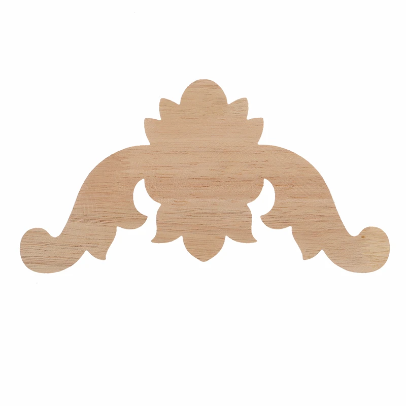 Ornament Crafts RUNBAZEF Wood Applique Onlay Wood Decal Modern Ornamental European Decoration Rose Crown Leaves Wooden Corner Home Figurines