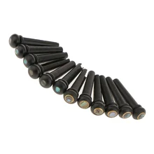12 clavijas de puente de concha de abulón de madera de ébano, juego de clavijas de cuerda de guitarra acústica