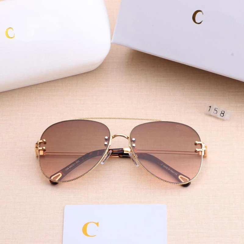 New Sunglasses Women Brand Designer SunGlasses Gradient Shades clear Lens Ladies Metal lace frame Eyeglasses UV400 6 colors