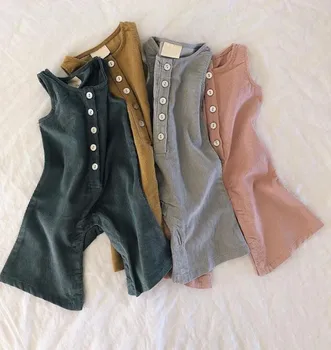 

2020 Spring Baby Boys Girls Corduroy Suspender Pant Toddler Kids Ribbed Flared Trousers Kids Belt Pants Bell-bottom Pants