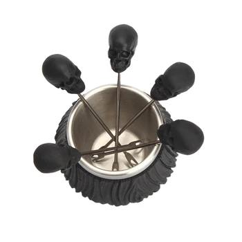 

5pcs/set Skull Shape Stainless Steel Durable With Holder Storage For Party