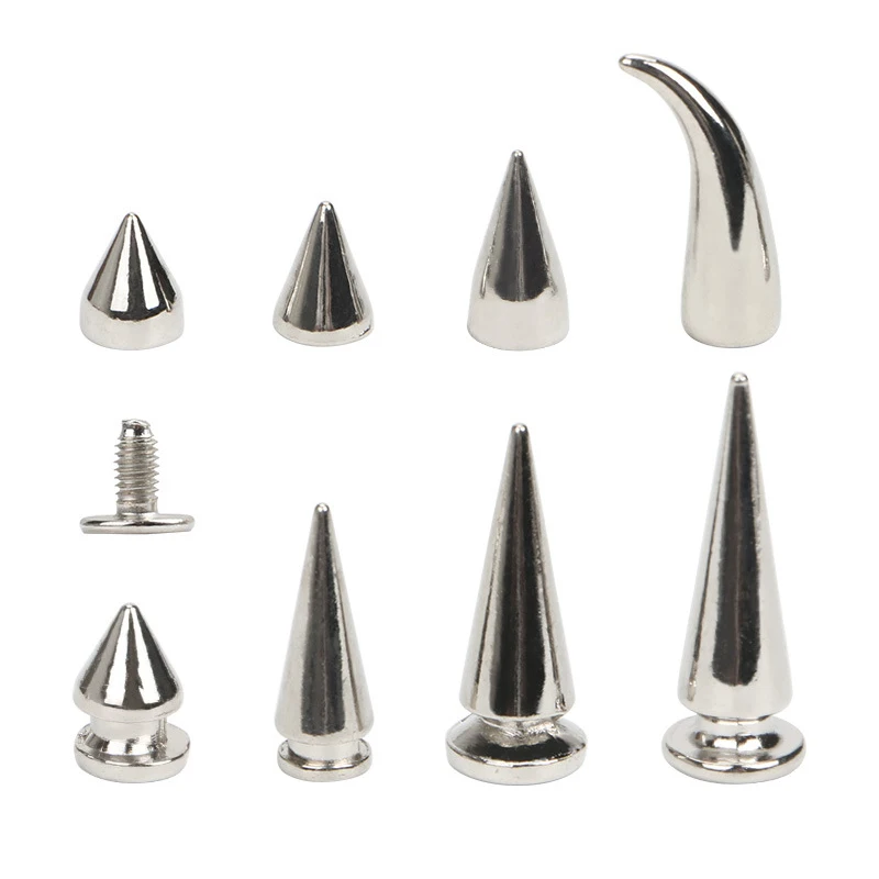 alloy Plating Metal Punk Sharp Warhead Screw Rivets Studs Crafts Leather Belt Watchband Head Rivets Spikes Decor Nail Buckles