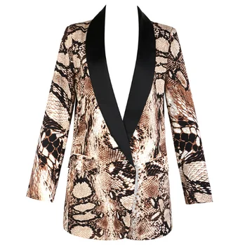 

Retro snake pattern suit female 2020 spring fashion western style jacket loose loose thin red suit jacket T3747