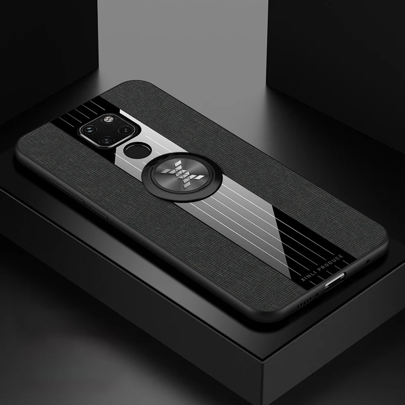 Ikrsses для huawei mate 20 Pro Чехол простая скатерть текстура автомобильный держатель с магнитным креплением чехол для huawei mate 20 X TPU рамка и крышка ПК - Цвет: Black and Ring