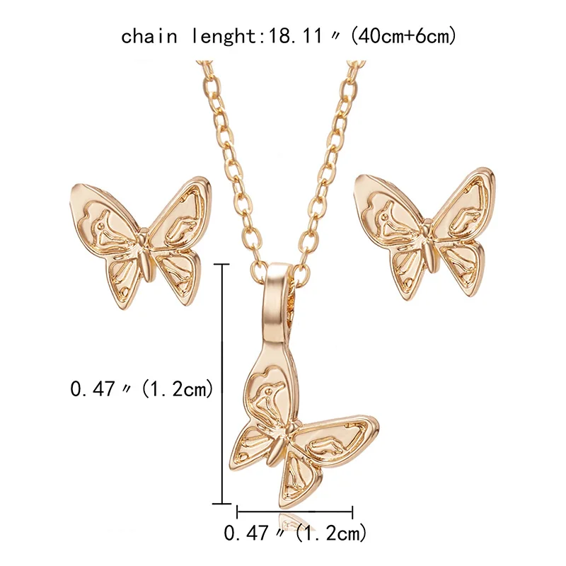 butterfly RINHOO набор ювелирных изделий золотого цвета для женщин Бабочка Сова Слон Птица Животное ожерелье серьги набор ювелирных изделий Свадебные ювелирные изделия - Окраска металла: butterfly