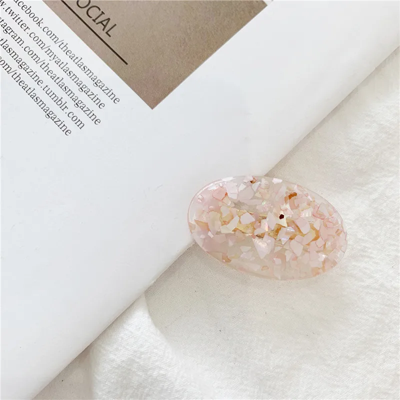 Pink Дизайн, корейский стиль, заколка для волос для девочек, полые геометрические формы капли воды, квадратные заколки для волос, цветные мраморные текстурированные принты - Цвет: Pink