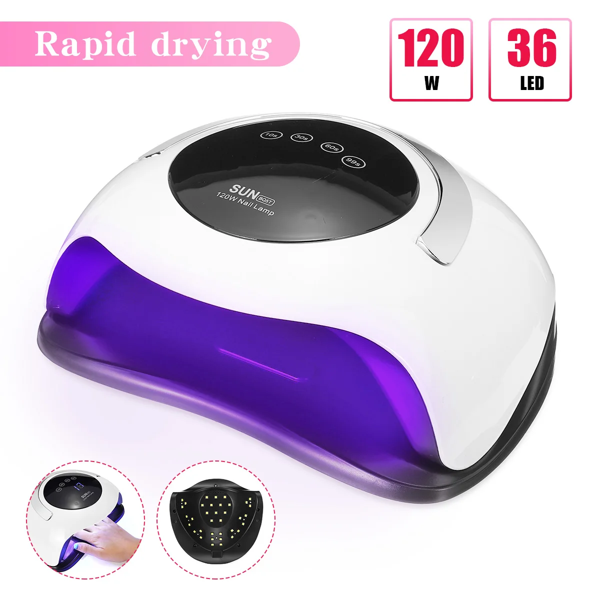 

SUNBQ5T 120W Nail Dryer Professional Touch Screen 36pcs LED UV Lamp LCD Display Intelligence Drying Gels Nail Polish Art Tools