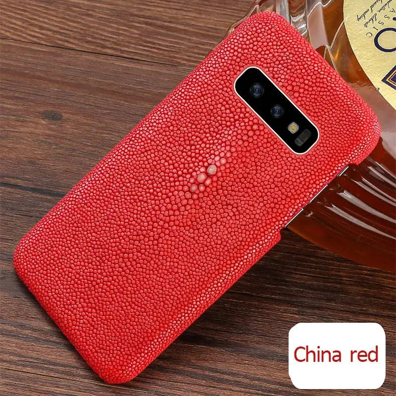 Красный Чехол для s10 LANGSID из натуральной кожи ската, чехол для телефона для samsung Galaxy s10 plus, роскошный черный чехол, скатный чехол для s10 - Цвет: Красный