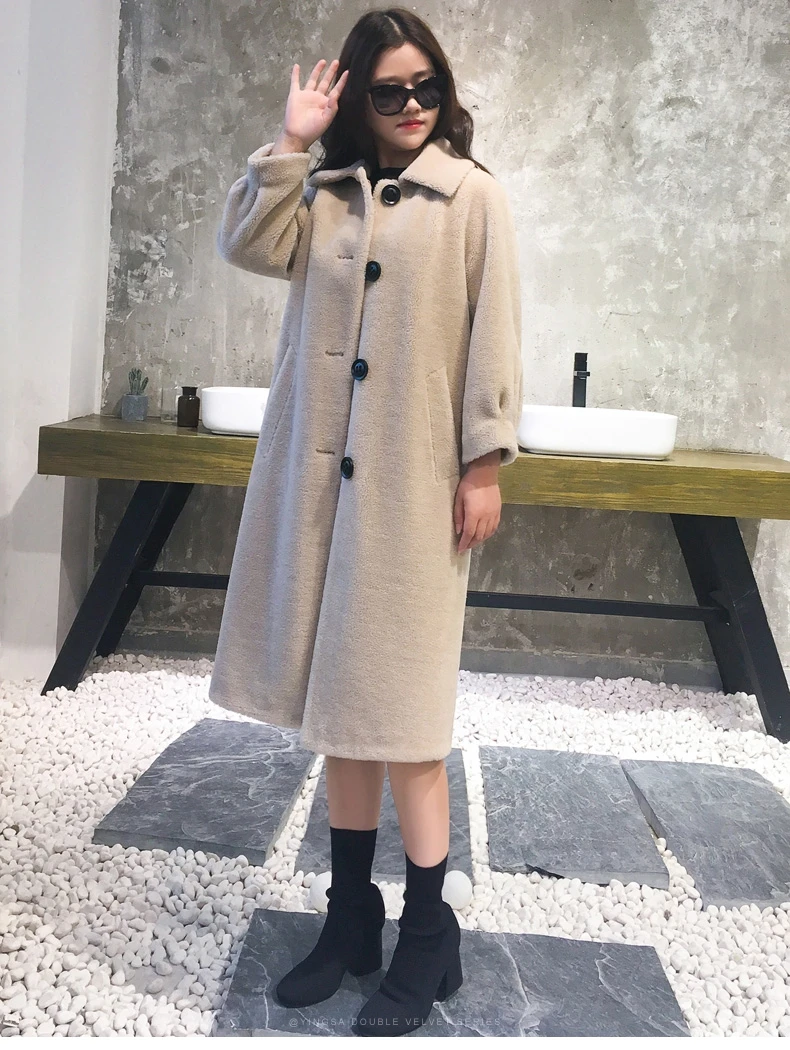 women's clothing winter outerwear coats new lambs wool fur coat particles 1023