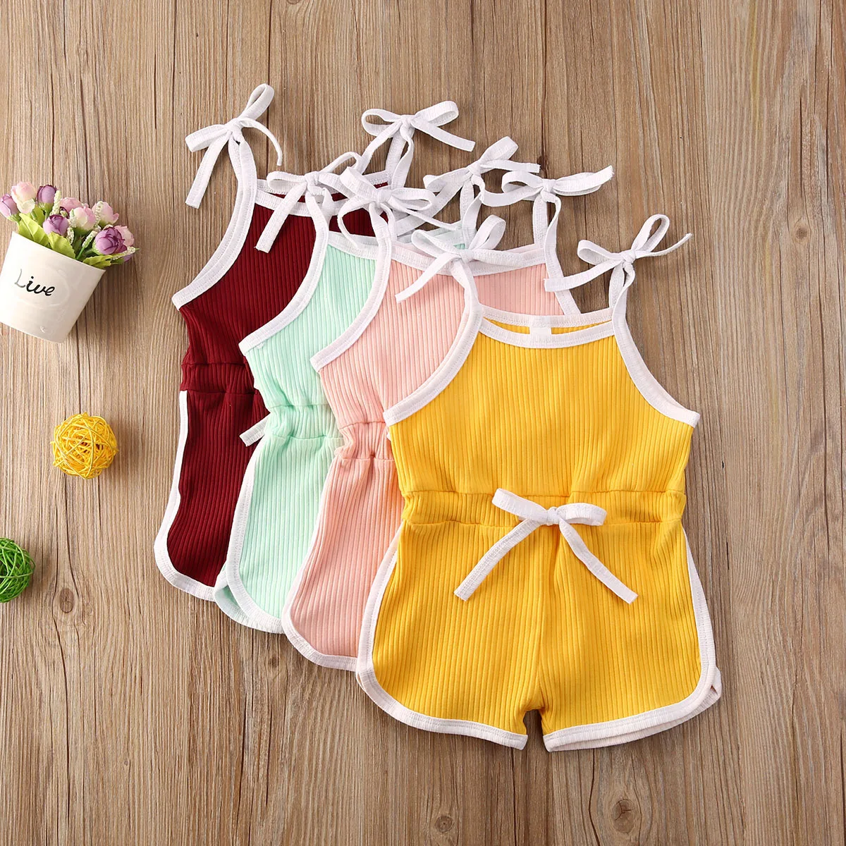 

Newborn Kids Baby Girl Cotton Clothes Bodysuit Solid Color Sleeveless O-neck Jumpsuit One Piece Outfit