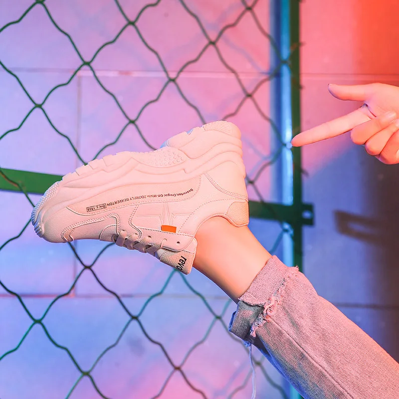 Кроссовки женские tenis feminino модный из кусочков кожи ботинки с массивным каблуком женские кроссовки на платформе весна осень женская повседневная обувь