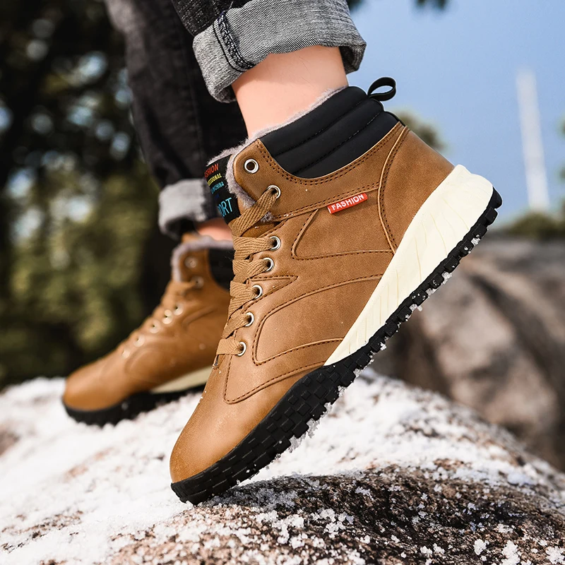 Winter with velvet galoshes male high help waterproof boots men antiskid shoes water wash warm cotton ensure snowshoes