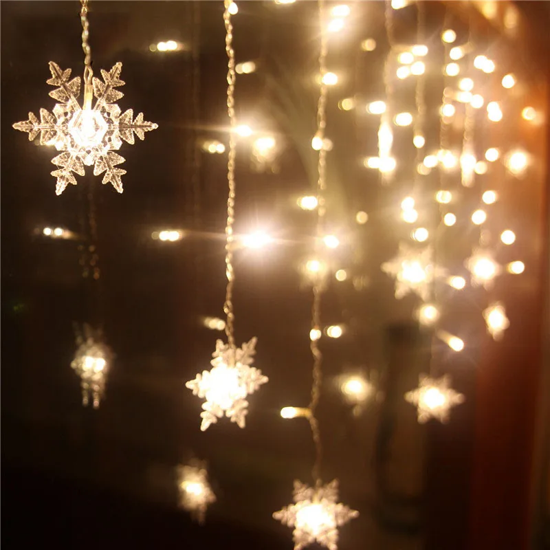 

3.5m 16 Snowflake Icicle LED String Lights Holiday Lighting Fairy Lights Christmas Garland for New Year Wedding Party Decoration