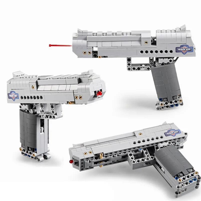

307 Piece DIY Assembled Building Gun Desert Eagle Pistol Model Building Blocks Toys For Boys Plastic Gun Military Outdoor Toy