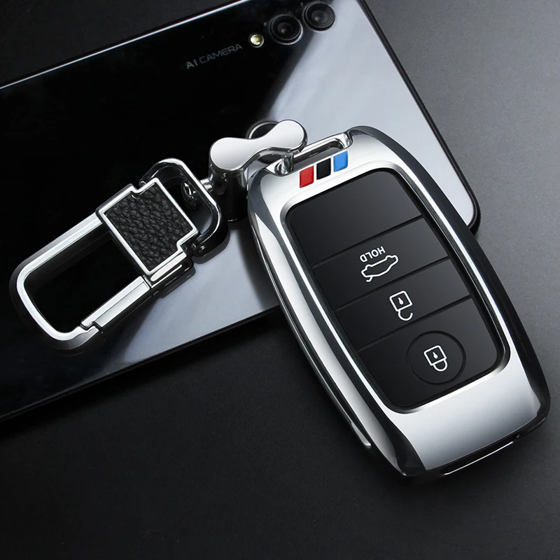 A Silver 01 Чехол для ключей автомобиля из цинкового сплава, брелок для Kia Rio K2 K3 K4 Sportage Cerato K3 Optima K5 Ceed Sorento Soul Forte Sportage R - Название цвета: A Silver 01