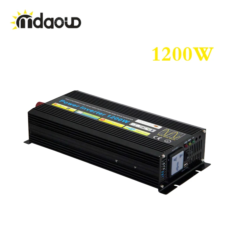 

1200W Solar System Inverter DC12V 24V 48V TO AC 220V 110V Pure Sine Wave Output for Car with USB Outlet
