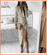 Зима-осень, женские сексуальные Клубные брюки с высокой талией, драпированные брюки из искусственной кожи, модная одежда для активного отдыха, элегантные длинные брюки с блестками