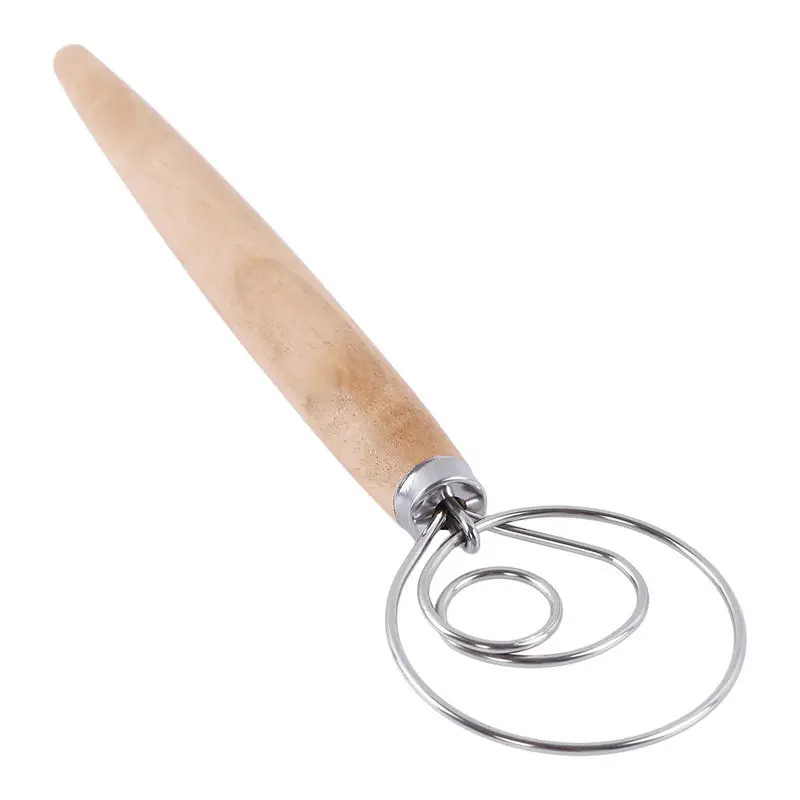 

Eggs Beater Mixer Tool Stainless Steel Blender with Oak Wood Handle For DIY Bread Dough Bakeware Dough Whisk Kitchen Gadgets