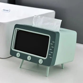 

2 In 1 Tissue Box Office Desk Box Creative TV Appearance With Phone Stand Function Napkin Case Organizer 2020