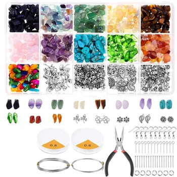 

1046Pcs Crystal Chip Beads and Jewelry Making Gemstones Kit for Jewelry Earring Necklace and Bracelets Making Supplies