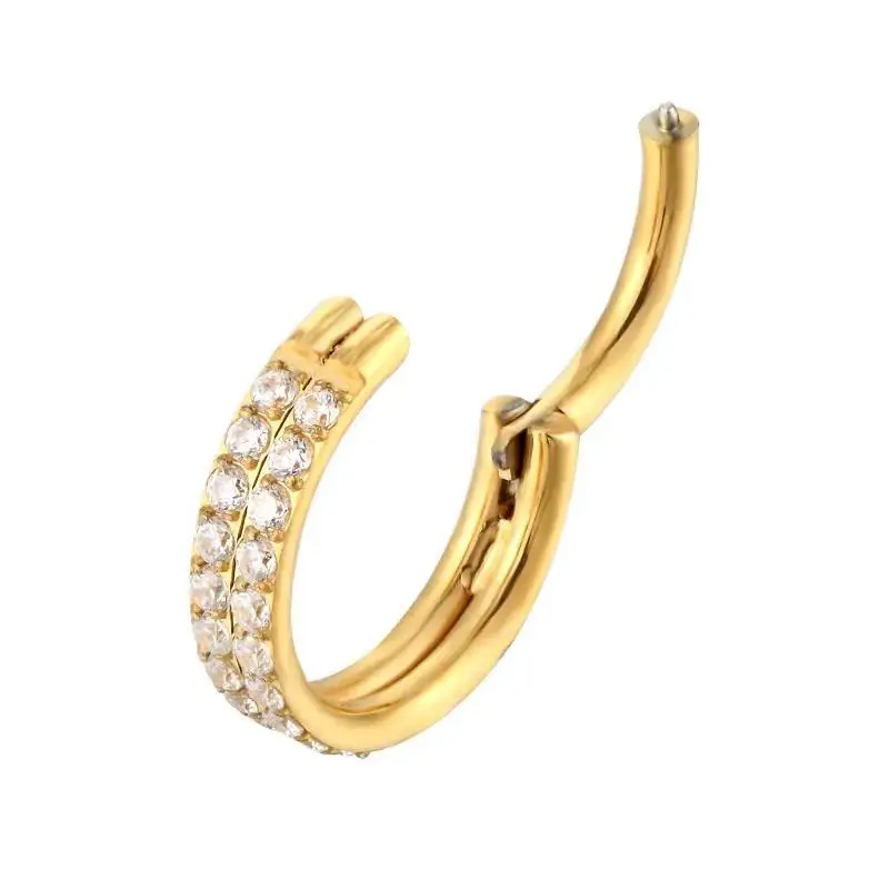 Nose Rings Piercing Jewelry Body Piercing Earrings Ear Piercing Jewelry Body Jewelry G23 Titanium Double row CZ Rings Septum Nose Rings