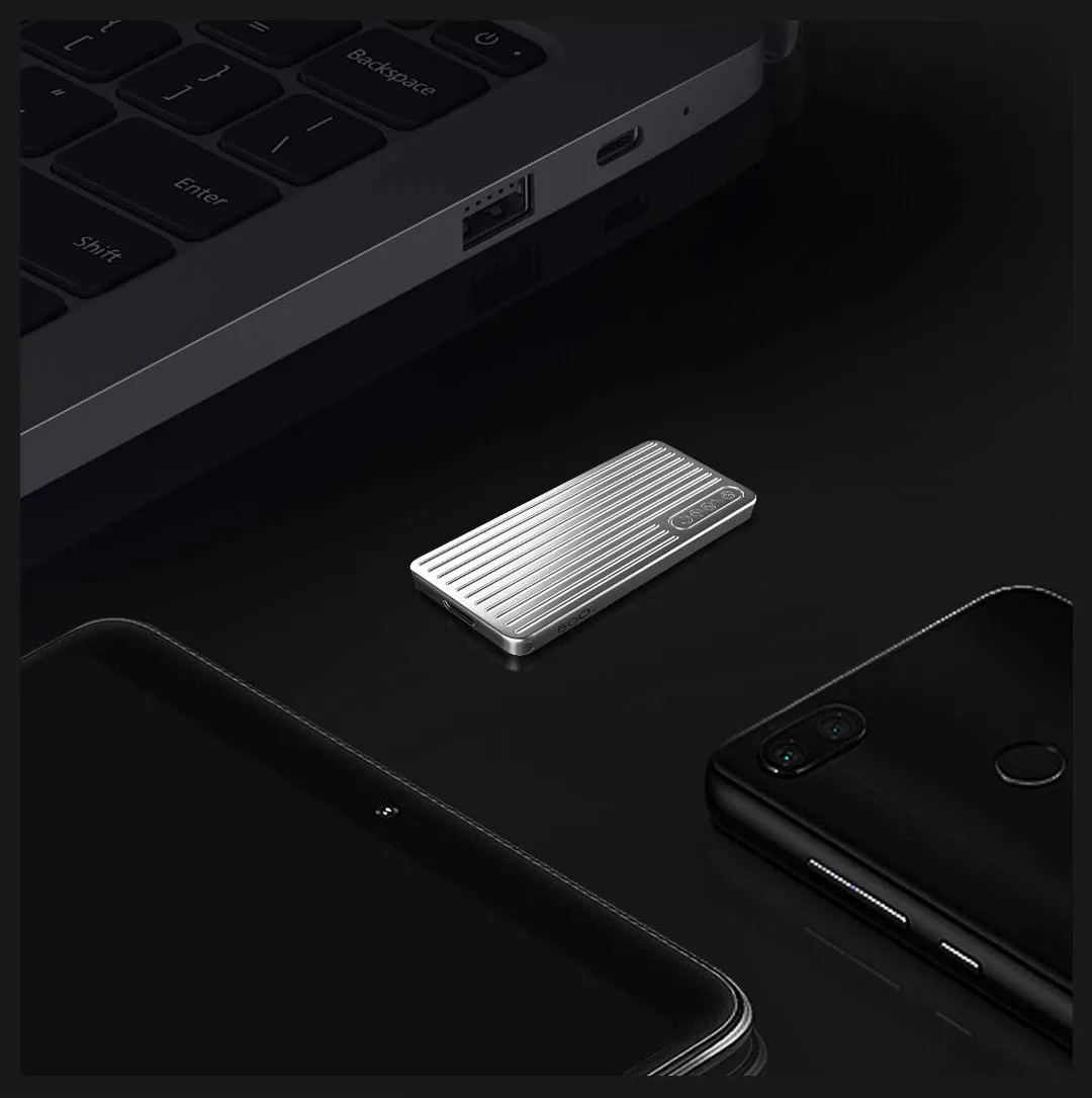 Xiaomi JESIS мини 49g Мобильный твердотельный накопитель PSSD по Тип-C 10 ГБ/сек. USB3.1 550 МБ/с. Алюминий сплав Материал Смарт-приложение Управление