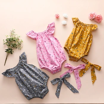 

Fashion Newborn Baby Girls Clothes Sleeveless Floral Romper Jumpsuit With Headband 2020