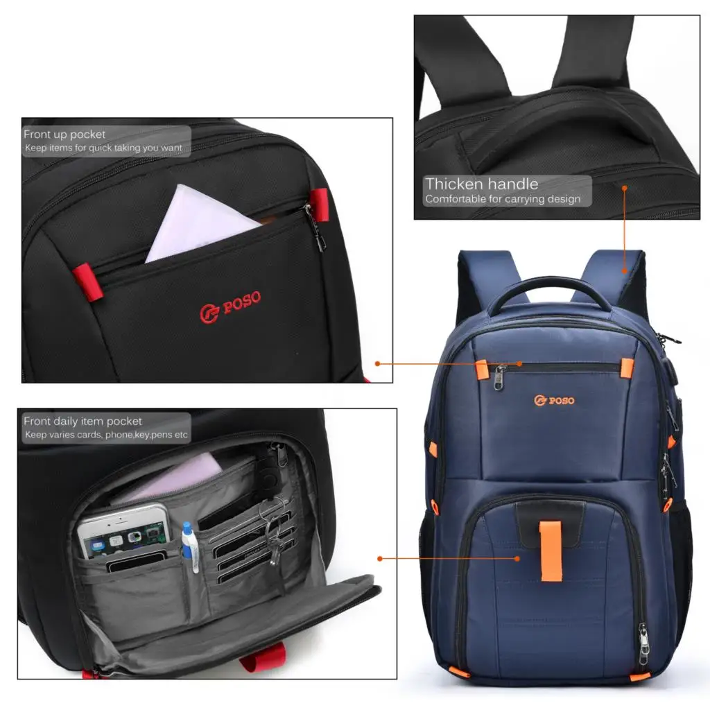 Профессиональный мужской водонепроницаемый рюкзак с зарядкой от USB 15,6 дюймов для ноутбука, повседневный мужской рюкзак для ноутбука, Спортивная дорожная сумка, рюкзак для мужчин