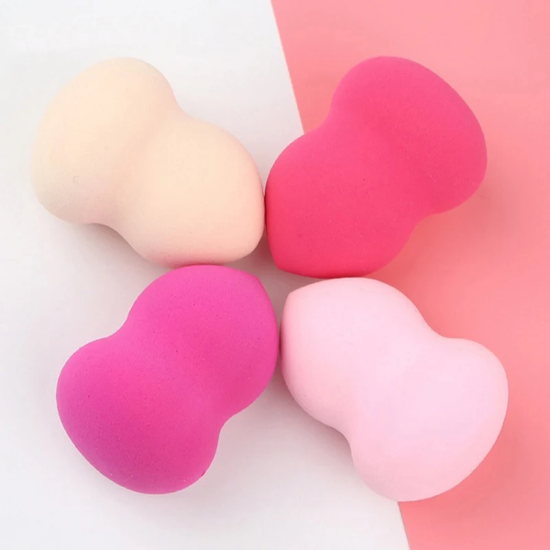 

1pc 6 color gourd-shaped puff makeup sponge foundation seal with handle hydrophilic wet and dry cotton makeup tools