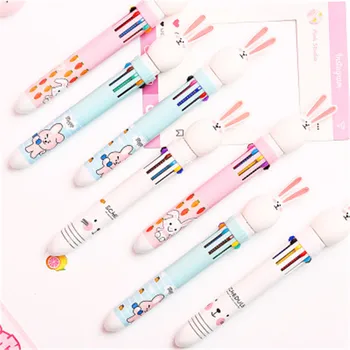 

Cute Bunny Ten Color Ballpoint Pen Creative Little Fairy Multicolor Press Bullet Ballpoint Student Stationery