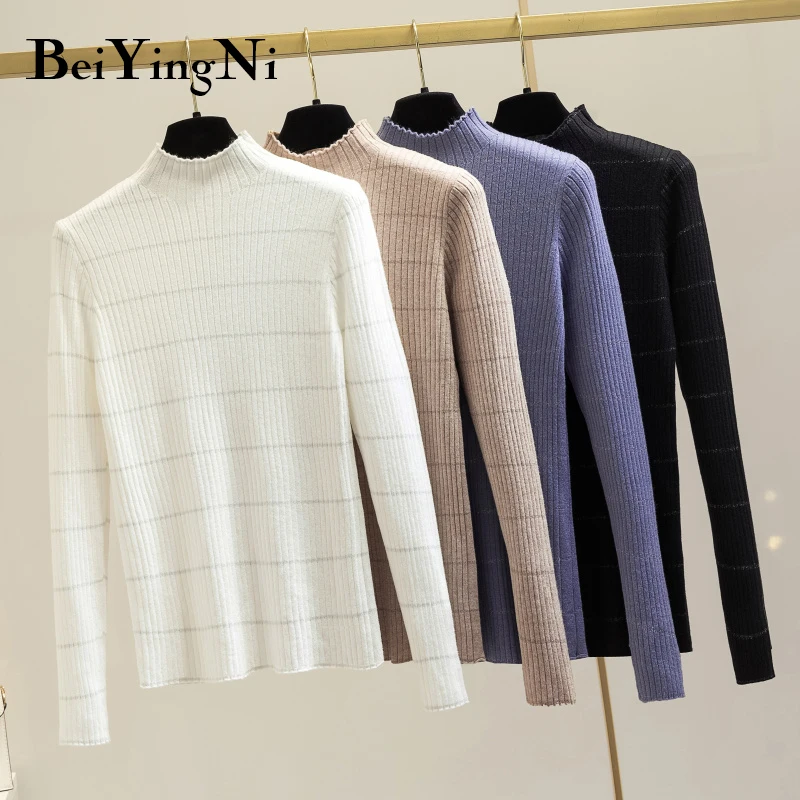 Женский свитер с длинным рукавом Beiyingni Pull Femme белый черный вязаный Повседневный