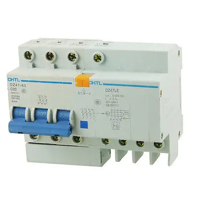 

DZ47-63 3 Pole 20A Mini Circuit Breaker +DZ47LE Earth Leakage Circuit Breaker