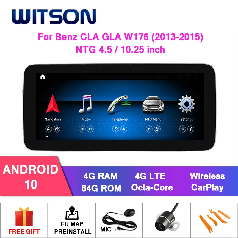 WITSON Android 10 0 4 + 64G 4G lte Автомобильная Мультимедийная магнитола для смартфонов W176 A160