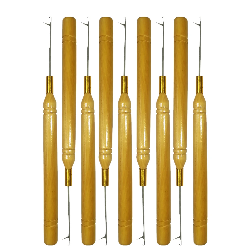 

Wholesale Short Wooden Latch Hook Pulling Needle Loop Needle for Hair Extensions For Making Wigs Beauty Tools