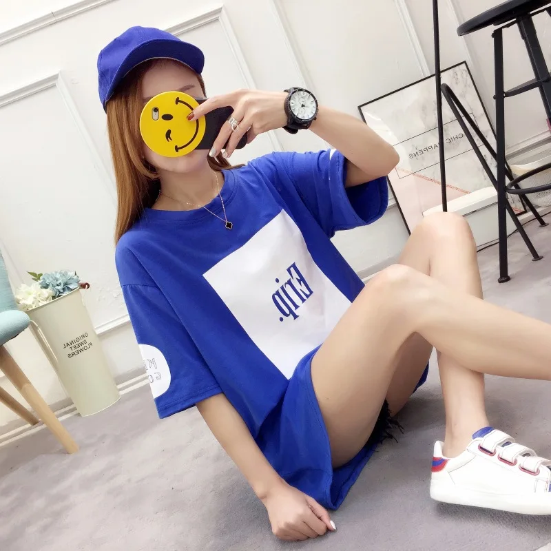 

Physical Store Distribution Summer jing pin t xu WOMEN'S Short Sleeved New Style Loose-Fit Printed Mid-length Base Shirt Women's