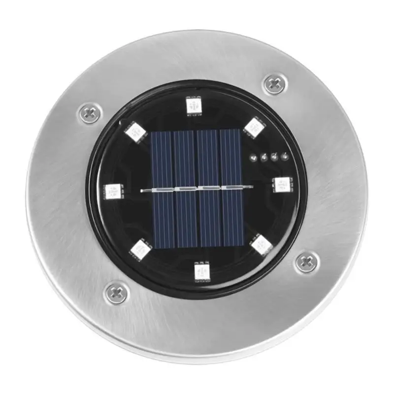 8LED Солнечный садовый подземный светильник, водонепроницаемый, устойчивый к коррозии, сопротивление сжатию, меняющий цвет, для двора, похороненный светильник