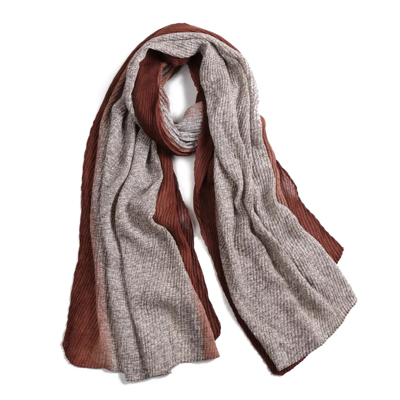 Высокое качество хлопок хиджаб шали морщин мусульманские подлинные цвета мусульманские шарфы обертывания повязка на голову осенние обертывания длинный шарф 10 шт./лот
