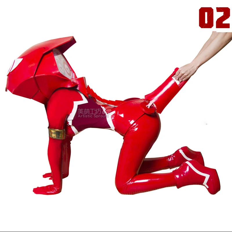 

Hot Anime DARLING in the FRANXX 02 Zero Two Cosplay Costume Console Driving Suit Jumpsuit Full Set Halloween Carnival Outfit
