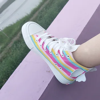 

SWYIVY Rainbow Canvas Shoes Women Sneaker High Top Fashion Wing Casual Female 2020 Spring Womans Platform Sneakres Vulcanize