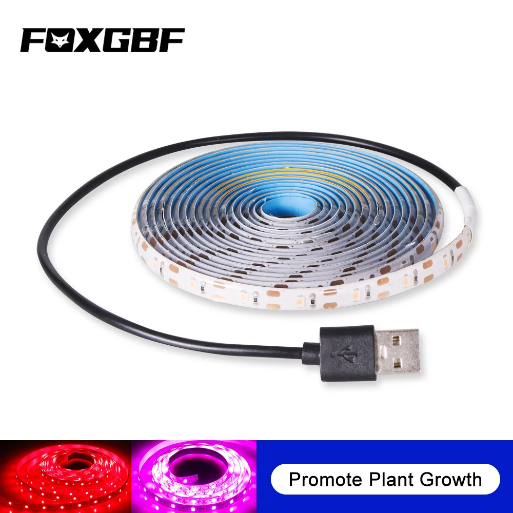 1M 2M 3M USB кабель с 2835SMD DC5V светодиодный Grow светильник полосы полный спектр УФ лампы