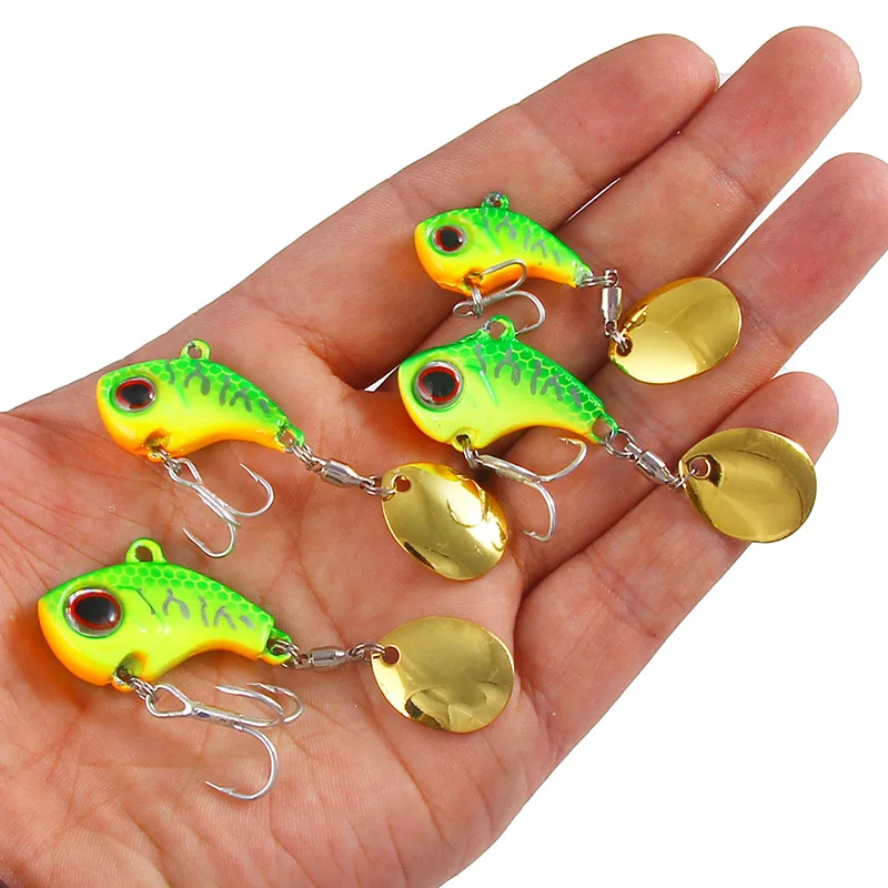 1PCS Rotating Metal VIB 9g/13g/16g/22g Wobbler Fishing Lure Sequins Tail Spinner Sinking Baits Spoon Crankbait Fishing Tackle