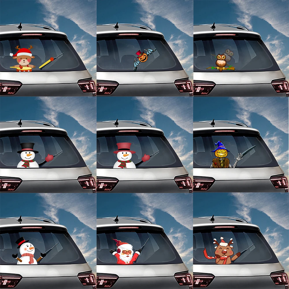 Horror Christmas Waving Wiper Decals PVC Wiper Stickers Rear Windshield Stickers Car Stickers