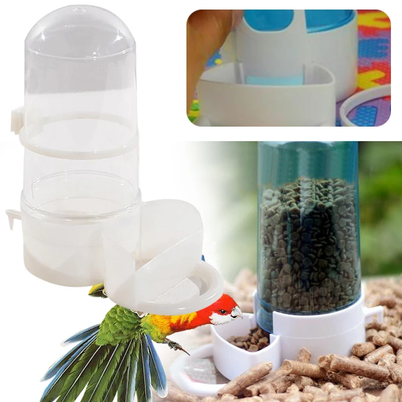 Pet Bird Automatic Drinker Feeder Water Dispenser Clip Large Parrot Hamster