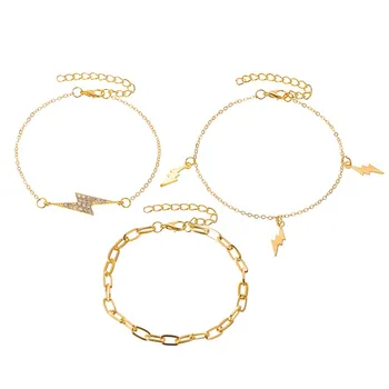 

3 Pieces Hand Jewelry Creative Fashion New Style Lightning Bracelets WOMEN'S Bracelets Combination Decorations