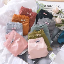 

New Women's Underwear Sexy Lace Panties Fashion Soft Comfort Briefs Middle Waist Seamless Underpants Female Bow Lingerie