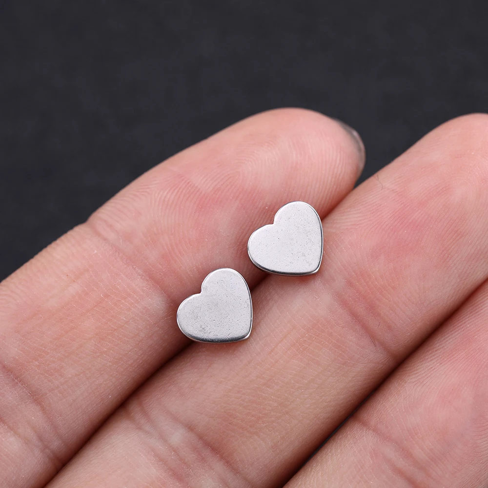 Heart Lemegeton из нержавеющей стали маленькие серьги зуб кактус самолет Волк Серьги в виде лисьей морды для женщин дети серьги доктора ювелирные изделия - Окраска металла: Heart