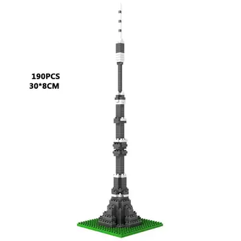 

world famous architecture micro diamond block Russia Moscow ostankino tower nanobricks toys collection building bricks for gifts